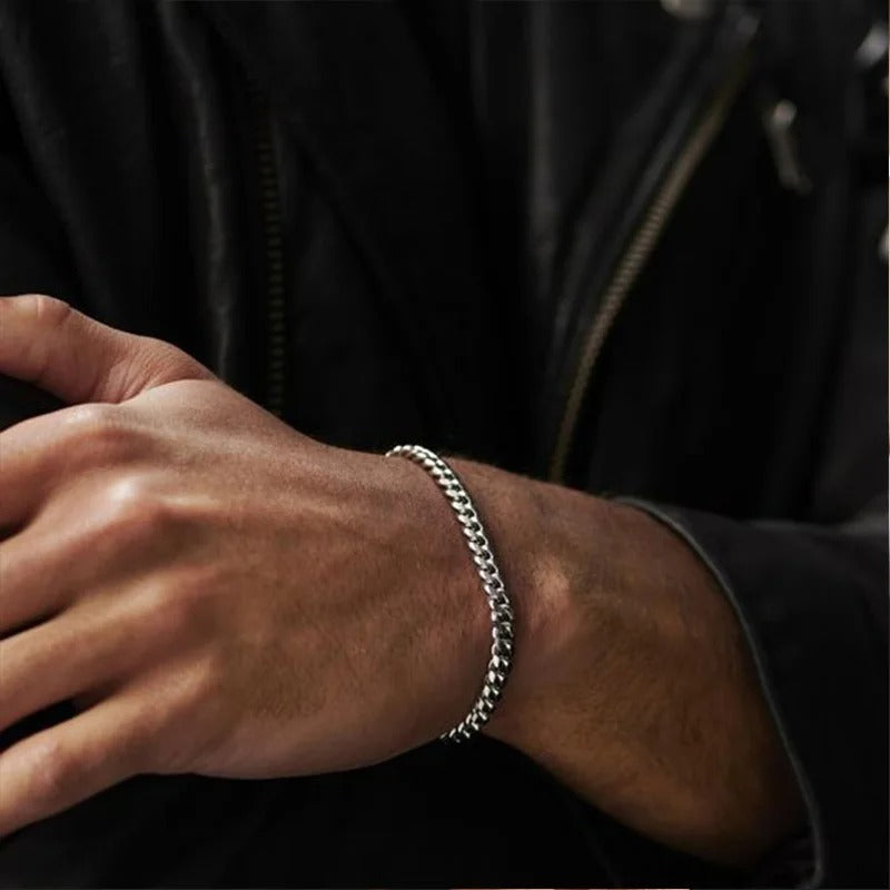 Miami Curb Bracelet - Vintage Silver