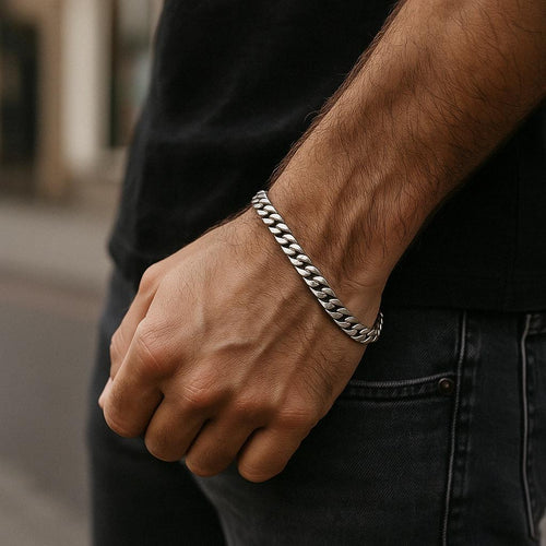 Miami Curb Bracelet - Vintage Silver