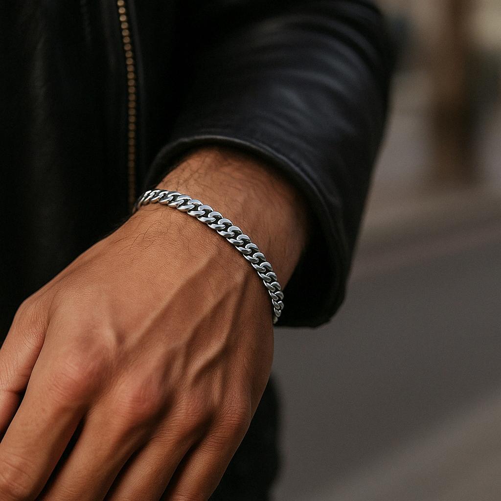 Miami Curb Bracelet - Vintage Silver
